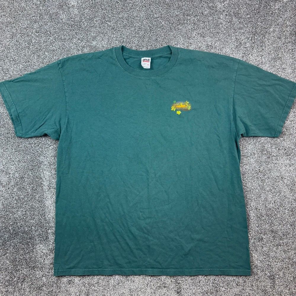 Vintage Humanitees Shirt‎ Mens 2XL Green Leave Only Footprints Nature Outdoors